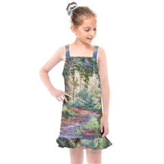 Abstract Forest Green Jungle Psychedelic Art Nature Kids  Overall Dress by Wegoenart