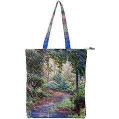 Abstract Forest Green Jungle Psychedelic Art Nature Double Zip Up Tote Bag by Wegoenart