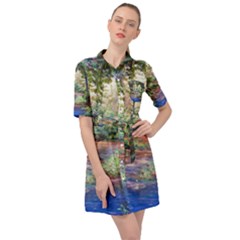 Abstract Forest Green Jungle Psychedelic Art Nature Belted Shirt Dress by Wegoenart