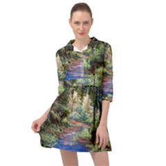 Abstract Forest Green Jungle Psychedelic Art Nature Mini Skater Shirt Dress by Wegoenart