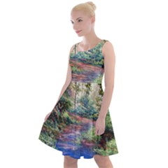 Abstract Forest Green Jungle Psychedelic Art Nature Knee Length Skater Dress by Wegoenart