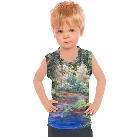 Abstract Forest Green Jungle Psychedelic Art Nature Kids  Sport Tank Top by Wegoenart