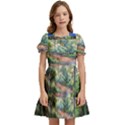 Abstract Forest Green Jungle Psychedelic Art Nature Kids  Puff Sleeved Dress View1