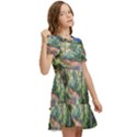 Abstract Forest Green Jungle Psychedelic Art Nature Kids  Puff Sleeved Dress View2