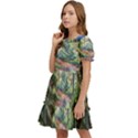 Abstract Forest Green Jungle Psychedelic Art Nature Kids  Puff Sleeved Dress View3