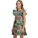 Abstract Forest Green Jungle Psychedelic Art Nature Kids  Winged Sleeve Dress View2