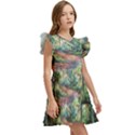 Abstract Forest Green Jungle Psychedelic Art Nature Kids  Winged Sleeve Dress View3