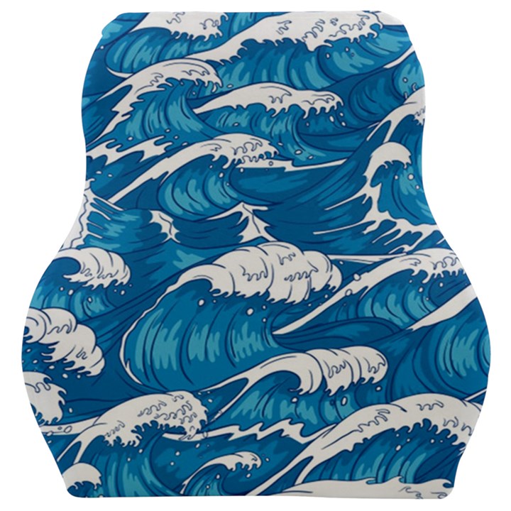 Storm Waves Seamless Pattern Raging Ocean Water Sea Wave Vintage Japanese Storms Print Illustration Car Seat Velour Cushion 