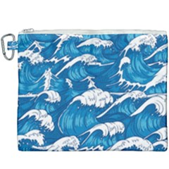 Storm Waves Seamless Pattern Raging Ocean Water Sea Wave Vintage Japanese Storms Print Illustration Canvas Cosmetic Bag (xxxl) by BangZart