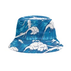 Storm Waves Seamless Pattern Raging Ocean Water Sea Wave Vintage Japanese Storms Print Illustration Bucket Hat by BangZart