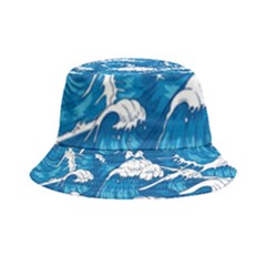 Storm Waves Seamless Pattern Raging Ocean Water Sea Wave Vintage Japanese Storms Print Illustration Inside Out Bucket Hat by BangZart