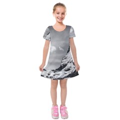 Matterhorn Switzerland Mountain Nature Kids  Short Sleeve Velvet Dress by Wegoenart