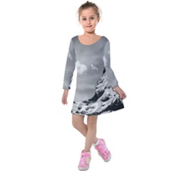 Matterhorn Switzerland Mountain Nature Kids  Long Sleeve Velvet Dress by Wegoenart