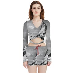 Matterhorn Switzerland Mountain Nature Velvet Wrap Crop Top And Shorts Set by Wegoenart