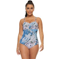 Map Zermatt The Alps Matterhorn Switzerland Mountain Nature Retro Full Coverage Swimsuit by Wegoenart