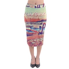 Boats On Lake Garda Midi Pencil Skirt by ConteMonfrey