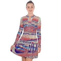 Boats On Lake Garda Long Sleeve Panel Dress by ConteMonfrey