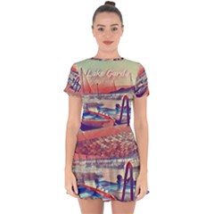 Boats On Lake Garda Drop Hem Mini Chiffon Dress by ConteMonfrey