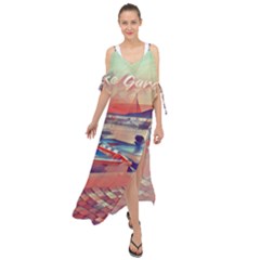 Boats On Lake Garda Maxi Chiffon Cover Up Dress by ConteMonfrey