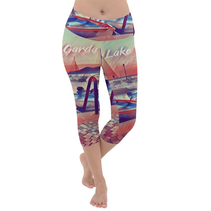 Boats On Lake Garda Lightweight Velour Capri Yoga Leggings