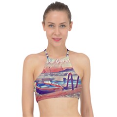 Boats On Lake Garda Racer Front Bikini Top by ConteMonfrey