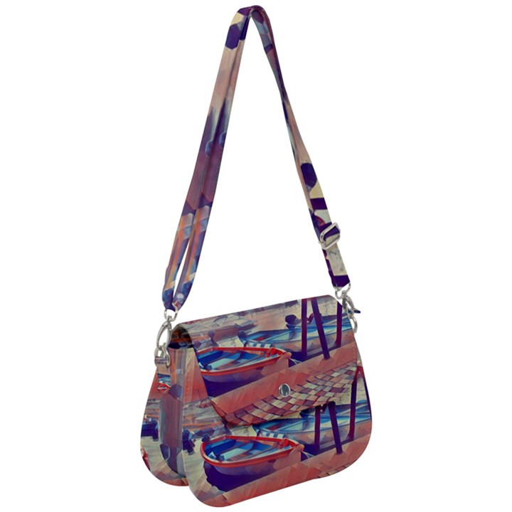 Boats On Lake Garda Saddle Handbag