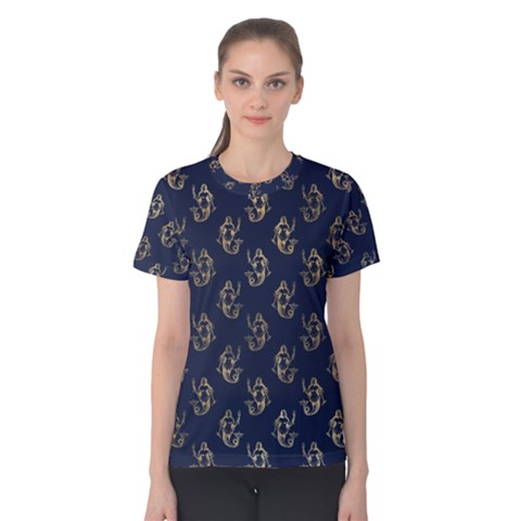 Gold Mermaids Silhouettes Women s Cotton Tee by ConteMonfrey