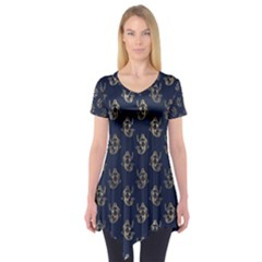 Gold Mermaids Silhouettes Short Sleeve Tunic  by ConteMonfrey