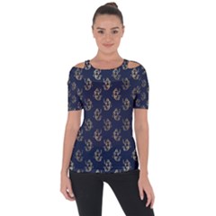 Gold Mermaids Silhouettes Shoulder Cut Out Short Sleeve Top by ConteMonfrey