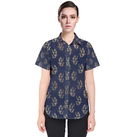 Gold Mermaids Silhouettes Women s Short Sleeve Shirt by ConteMonfrey