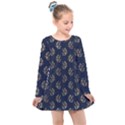 Gold Mermaids Silhouettes Kids  Long Sleeve Dress View1