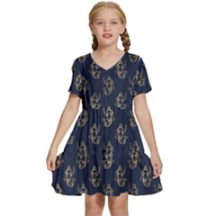 Gold Mermaids Silhouettes Kids  Short Sleeve Tiered Mini Dress by ConteMonfrey