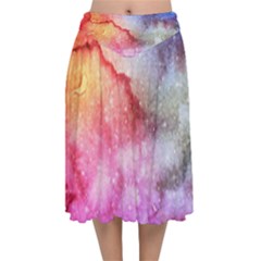 Unicorn Clouds Velvet Flared Midi Skirt by ConteMonfrey