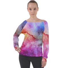 Unicorn Clouds Off Shoulder Long Sleeve Velour Top by ConteMonfrey