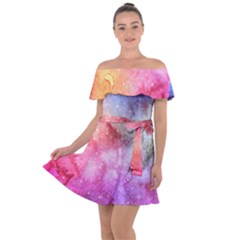 Unicorn Clouds Off Shoulder Velour Dress by ConteMonfrey