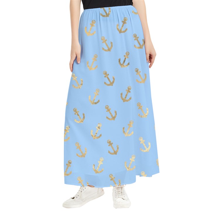 Gold Anchors Long Live   Maxi Chiffon Skirt