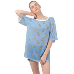 Gold Anchors Long Live   Oversized Chiffon Top by ConteMonfrey