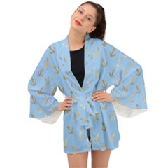 Gold Anchors Long Live   Long Sleeve Kimono by ConteMonfrey