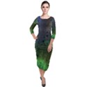 Tye Dye Vibing Quarter Sleeve Midi Velour Bodycon Dress View1