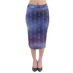 Trident On Blue Ocean  Velvet Midi Pencil Skirt by ConteMonfrey