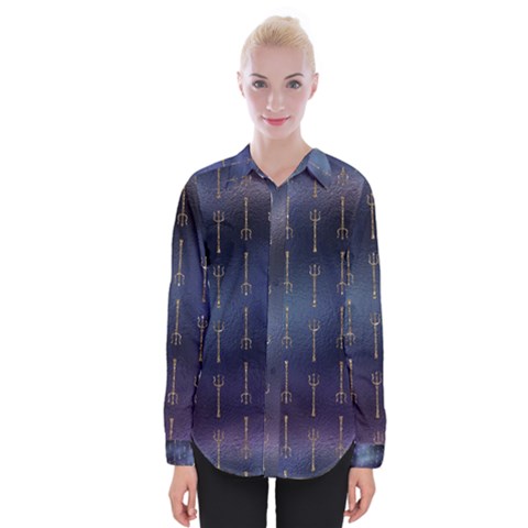 Trident On Blue Ocean  Womens Long Sleeve Shirt by ConteMonfrey