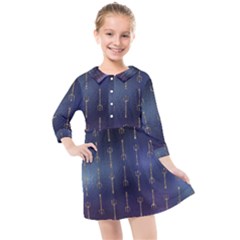 Trident On Blue Ocean  Kids  Quarter Sleeve Shirt Dress by ConteMonfrey