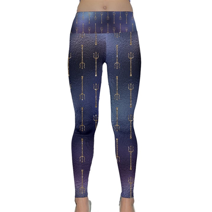 Trident On Blue Ocean  Lightweight Velour Classic Yoga Leggings