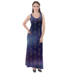 Trident On Blue Ocean  Sleeveless Velour Maxi Dress by ConteMonfrey