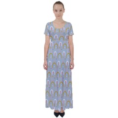 Rainbow Pattern High Waist Short Sleeve Maxi Dress by ConteMonfrey