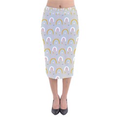 Rainbow Pattern Velvet Midi Pencil Skirt by ConteMonfrey