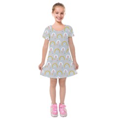 Rainbow Pattern Kids  Short Sleeve Velvet Dress by ConteMonfrey