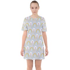 Rainbow Pattern Sixties Short Sleeve Mini Dress by ConteMonfrey