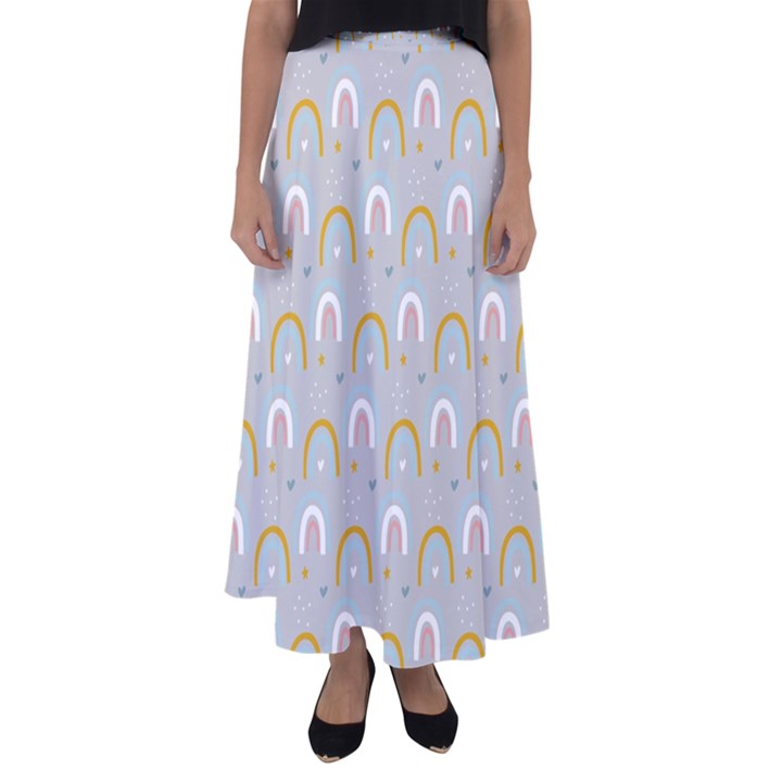 Rainbow pattern Flared Maxi Skirt