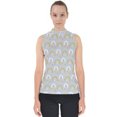 Rainbow Pattern Mock Neck Shell Top by ConteMonfrey